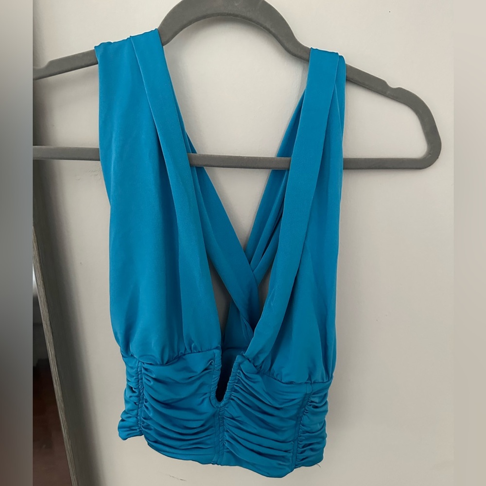 Blue Zara Criss Cross Tank